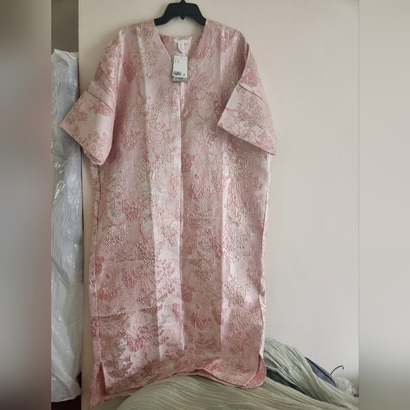 H&M Ramadan Modest Collection Brocade Kaftan Dress Light Pink sz M NWT - Picture 11 of 16